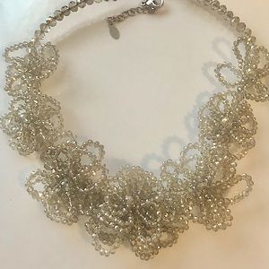 Statement necklace. Wired White,silver floral Aldo